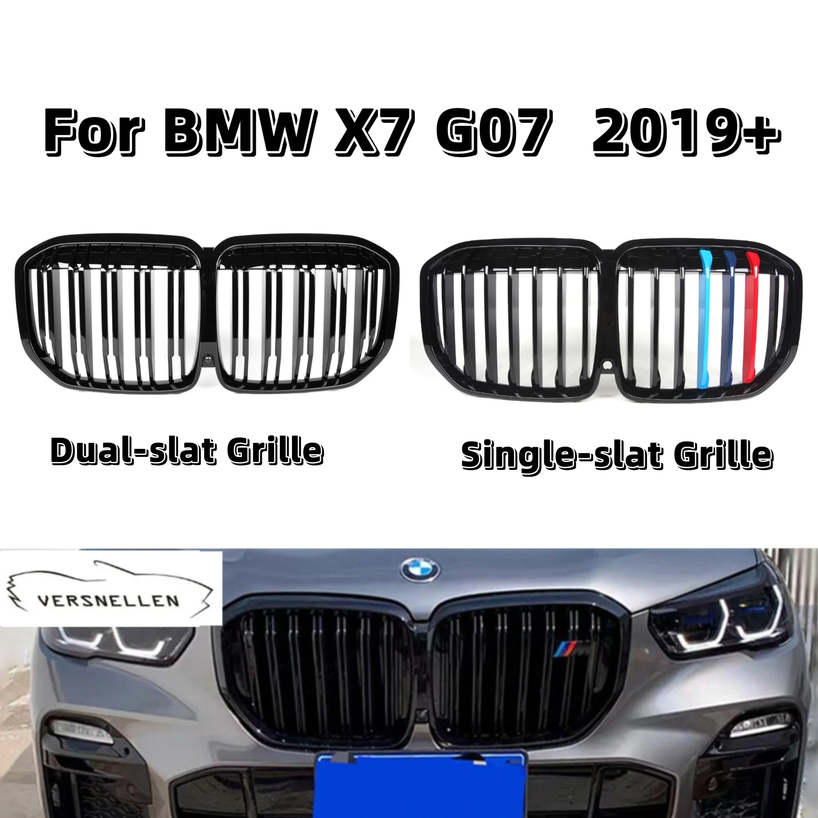 ABS Car Styling Front Kidney Grille Dual Slat Grill For BMW X7 G07  2019+ Car Accessories Racing Grills