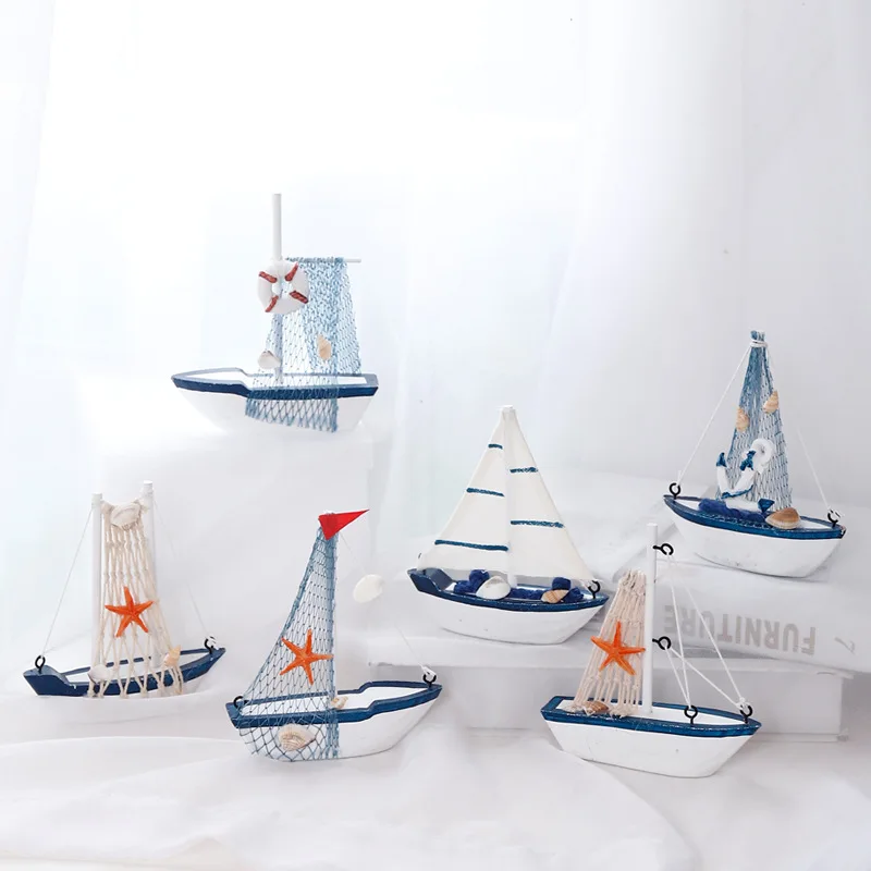 

Hot Sales Wooden Canvas Boat Nautical Model Decoration Creative Shop Photo Props Decorative Gifts Home Decor Luxury Furniture