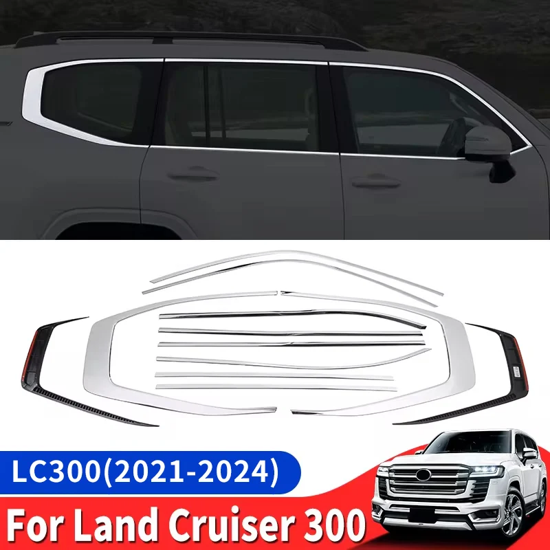 For Toyota Land Cruiser 300 2022-2024 2023 Lc300 Window Exterior Decoration Accessories, Upgrade Stainless Steel Strip Tuning,