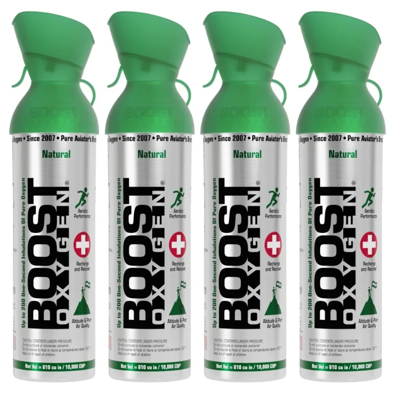 

Boost Oxygen 10 Liter Canned Oxygen Bottle w/Mouthpiece, Natural (4 Pack)
