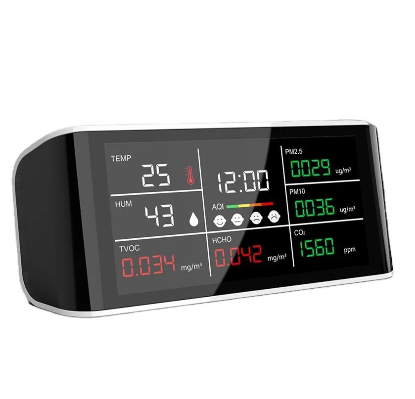 Dienmern-grande Tela Lcd Detector de Qualidade Co2 Medidor de Ozônio em Casa Testador de Temperatura e Umidade Pm2.5 10 Hcho Sensor de Gás