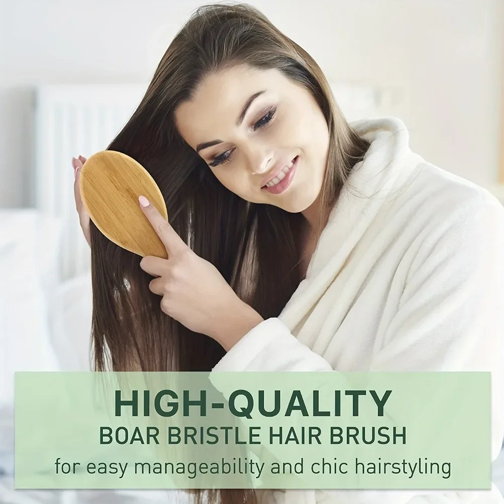 

Natural Boar Bristle Hair Brush Bamboo Handle Hair Comb Anti-static Scalp Massage Comb Gasbag Hair Brush Styling Combs