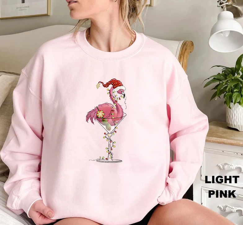 Christmas Flamingo Christmas sweatshirt Christmas Flamingo Sweater  Sweatshirt Aesthetic fashion unisex Long Sleeve sweatshirt