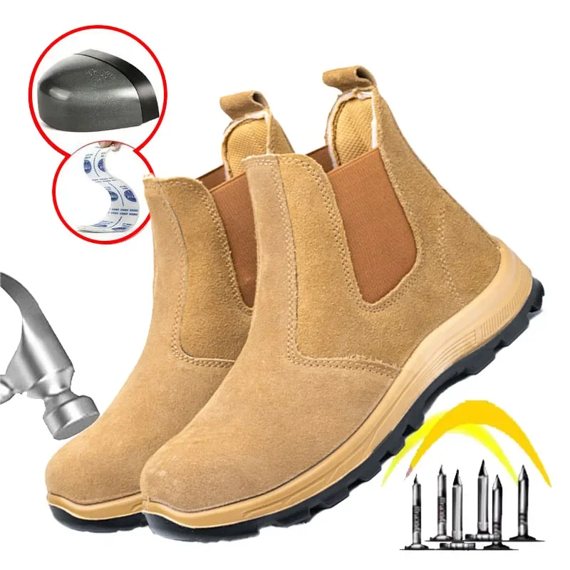

2025 Security Protective Sneakers Anti-smash Anti-puncture High Top Labor Protection Boots Steel Baotou Welder Work Shoes
