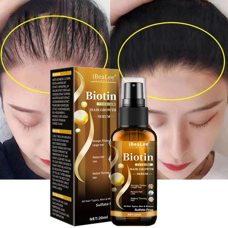 

Biotin Hair Growth Serum Anti Hair Loss Products Fast Growing Prevent Dry Frizz Damaged Repair Treatment Scalp Beard Care Spray