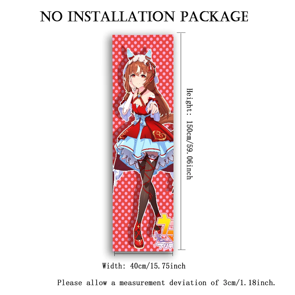 Anime Horse Girl Vertical Long Tapestry Red Polka Dot Background Wall Hanging Cloth Poster Dorm Bedroom Home Wall Art Decor For