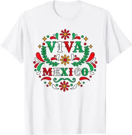 Viva Mexico Mexican Independence Day-I Love Mexico T-Shirt Printed Tee Tops Sayings Quote Flower Print Clothes Patriotic Outfit