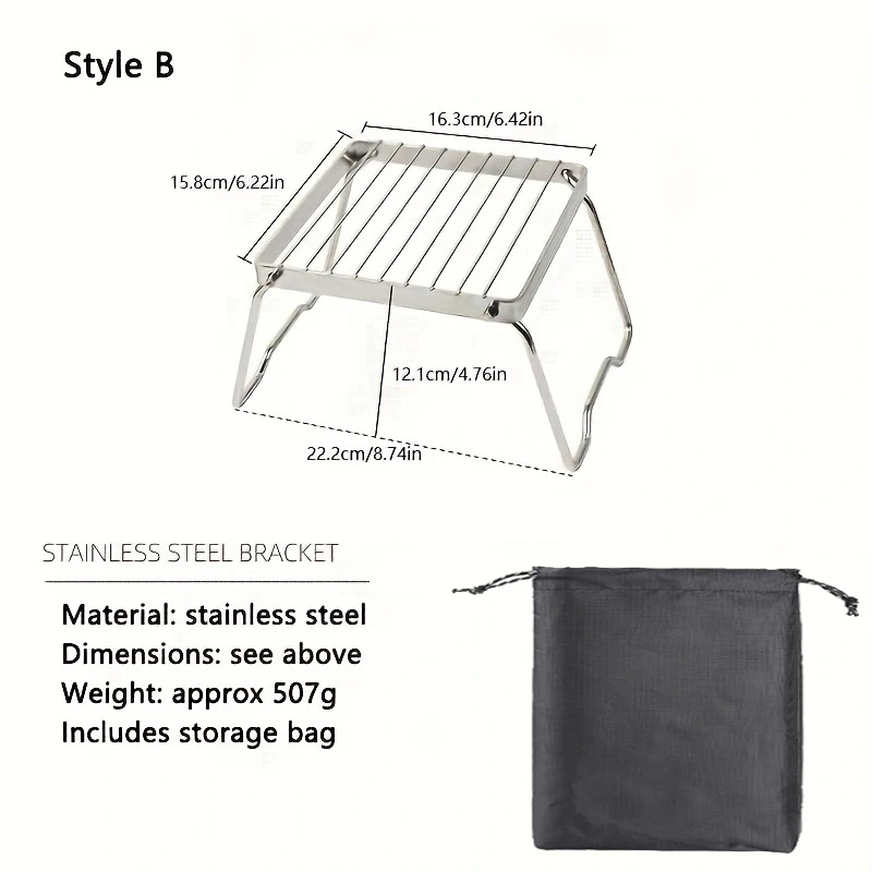 Multifunctional Folding Campfire Grill Portable Stainless Steel Camping Grill Grate Gas Stove Stand Outdoor Wood Stove Stand