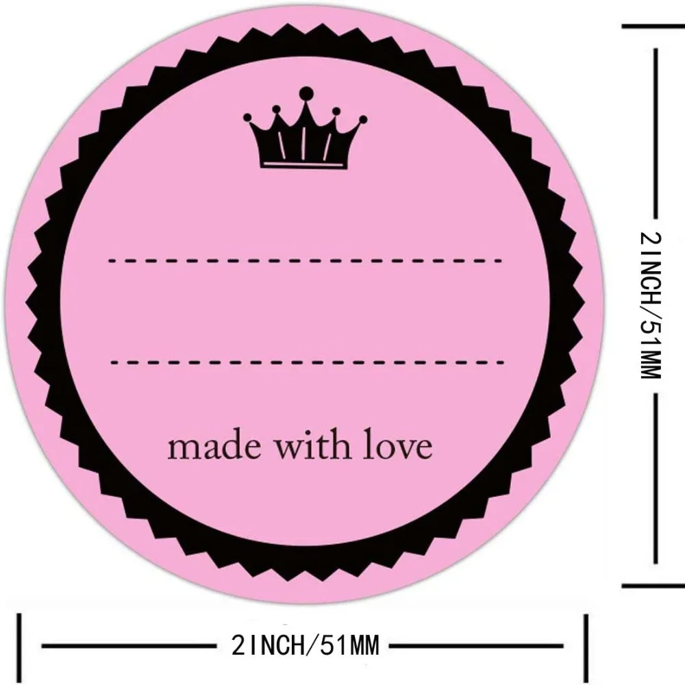 60PCS pink made with Love Sticker with Lines for Writing  2