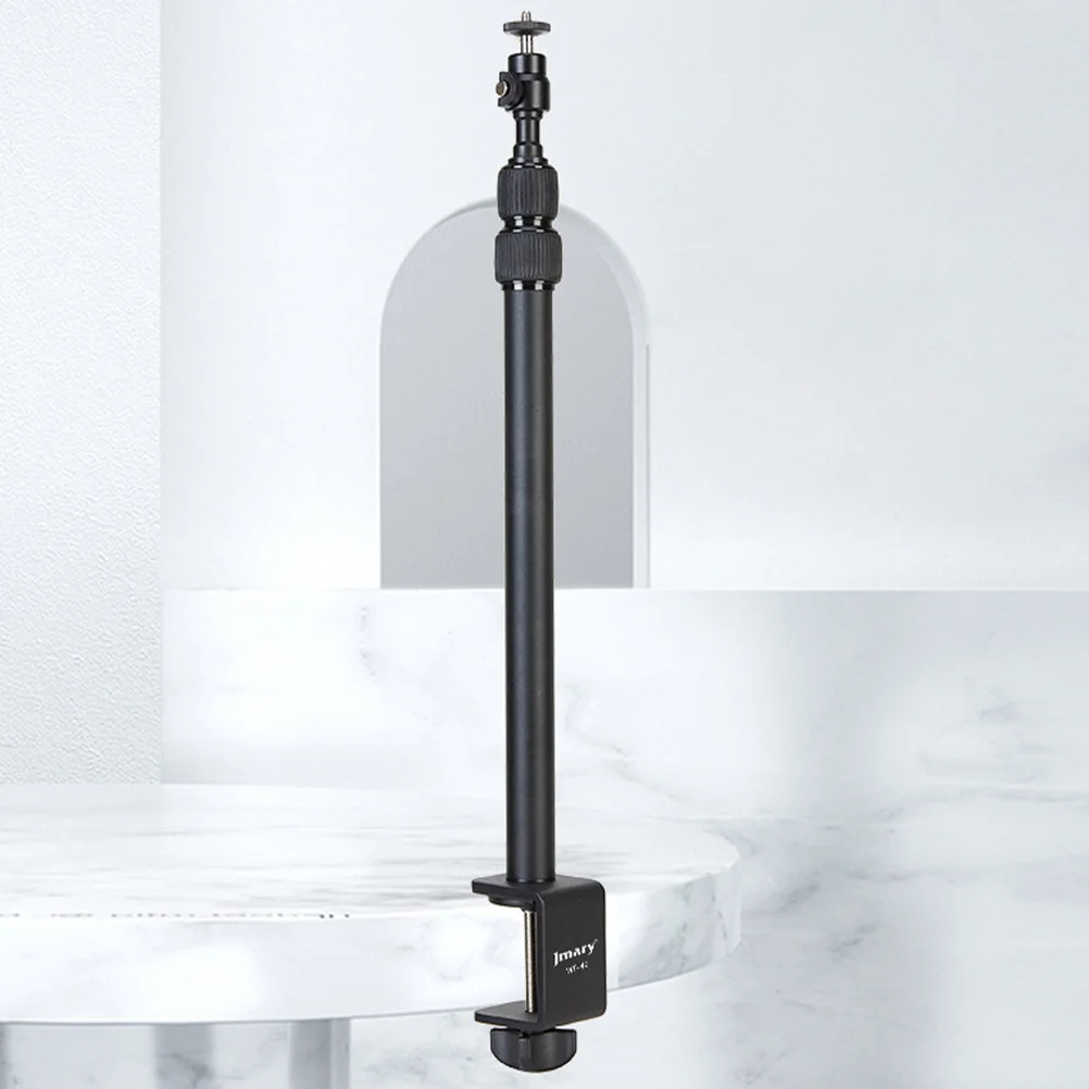 

Camera Desk Mount Tabletop Clamp Adjustable Stand Ball Head 360 Degree Rotation 385-935mm Telescopic Pole Durable Light Stand
