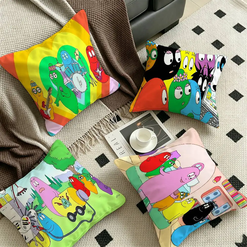 Cute Cartoon Les Barbapapa Pillow Anime Pillow Sofa Bed Head Pillow Cover Cushion Cover 45x45 cm Fashion