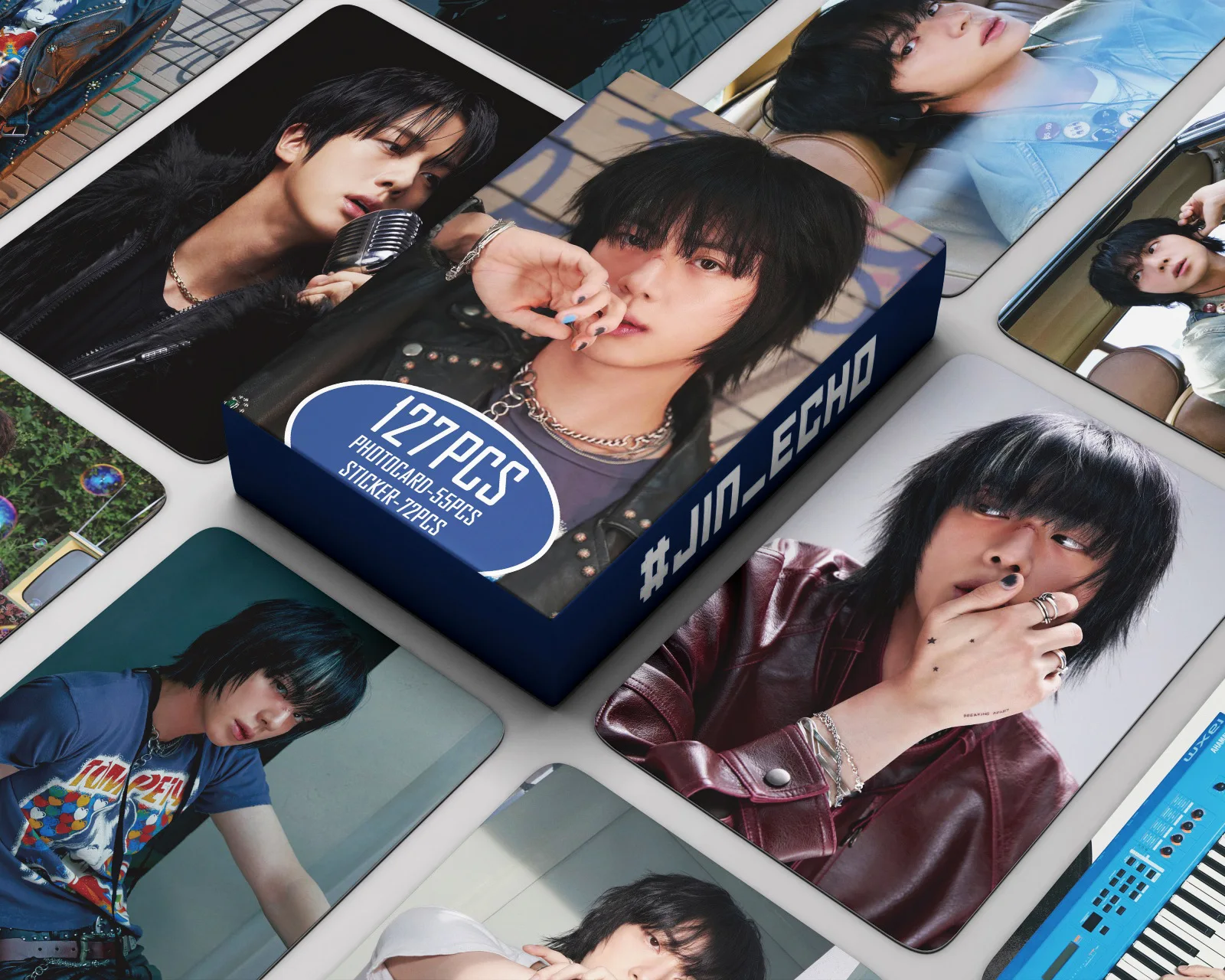 55+72개/대 Kpop JIN 카드 새 앨범 에코 카드 미니 스티커 포토 카드 팬 컬렉션 엽서 선물