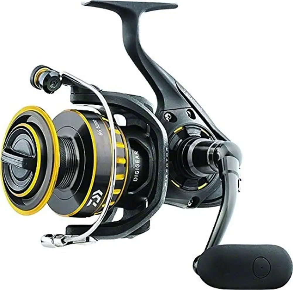 BG1500BG Saltwater Spinning Reel, Black/Gold Black Anodized Machined Aluminum Housing  Over-sized Digigear Solid Screw-In Handle