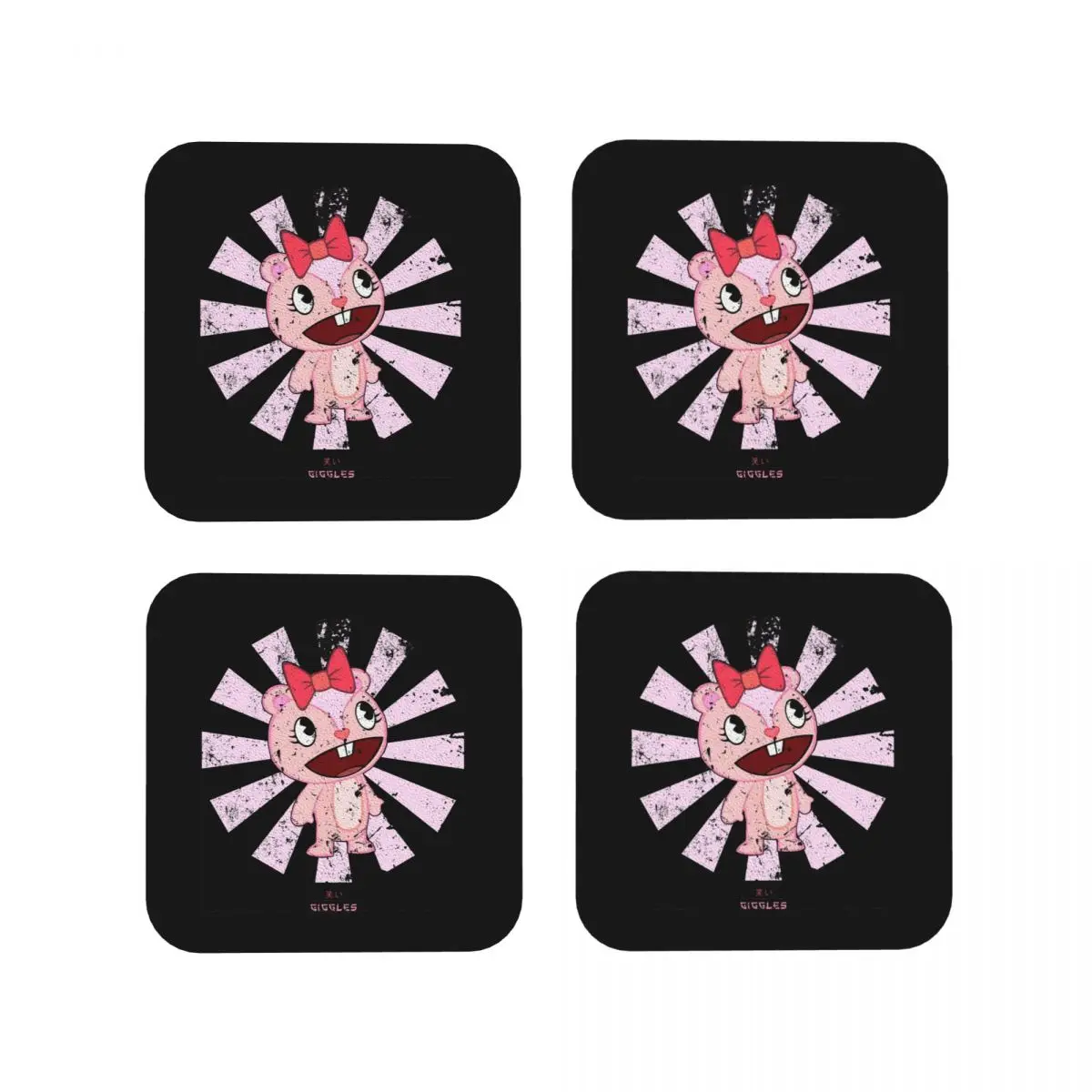 

Японские подставки Giggles Happy Tree Friends, кухонные салфетки, нескользящие изоляционные коврики для чашек, кофейные коврики, подушечки для посуды, набор из 4 шт.