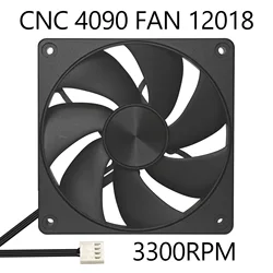 Metal CNC 4090 FAN,12018,3300RPM PWM 4Pin, FDB Bearing,High Air Volume,Pressure-optimised,for 120MM ITX PC Case Liquid Cooler