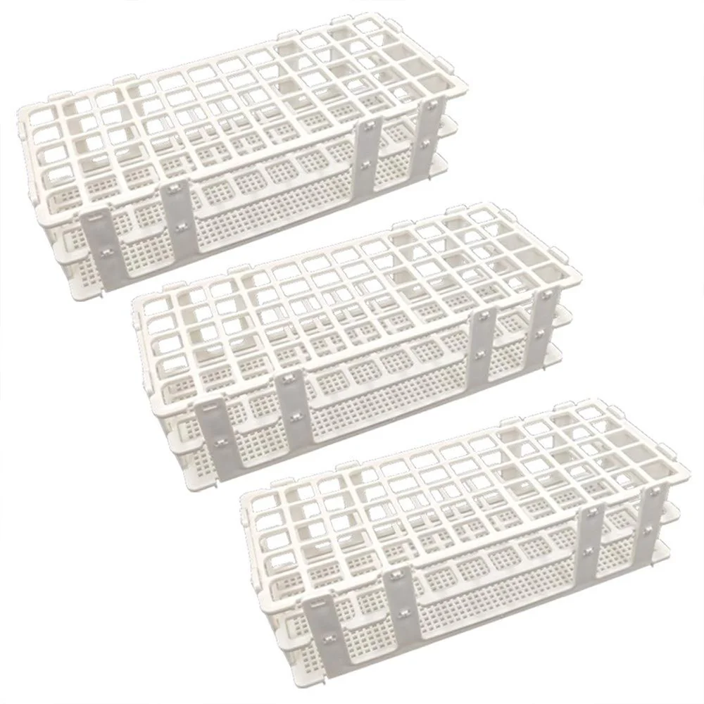 3 Pcs Plastic Test Tube Holders, 60 Holes, for 16 mm Test Tubes, White, Detachable Lab Test Tube Rack Holder (60 Holes)