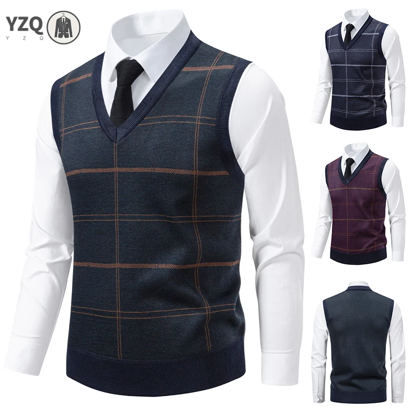 

Мужской вязаный свитер с v-образным вырезом, теплый осенне-зимний свитер с ромбовидной сеткой, витой цветок, повседневный модный универсальный вязаный топ