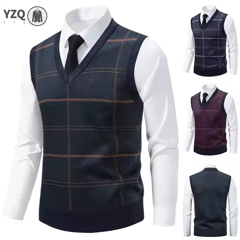 Men's V-neck Knitted Sweater Warm Autumn Winter Diamond Grid Twisted Flower Casual Fashion Versatile Knit Top