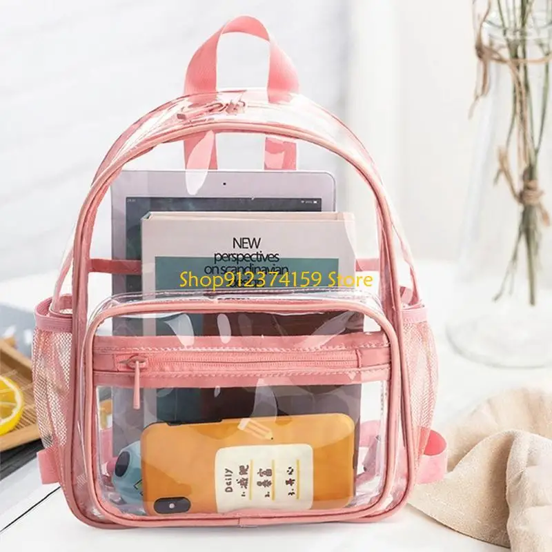 

G5AE Women Backpack Transparent PVC Bag Female Fashion College Students Bookbag Travel Daypack