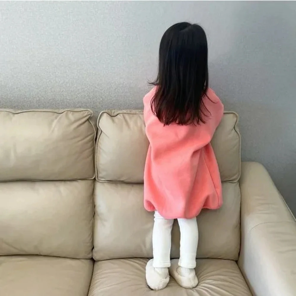 2-12 Years Kids Velvet Sweatshirts Dreses for Girls Warm Pullover Long Hoodies Toddler Baby Fall Casual Dress Outfits Children