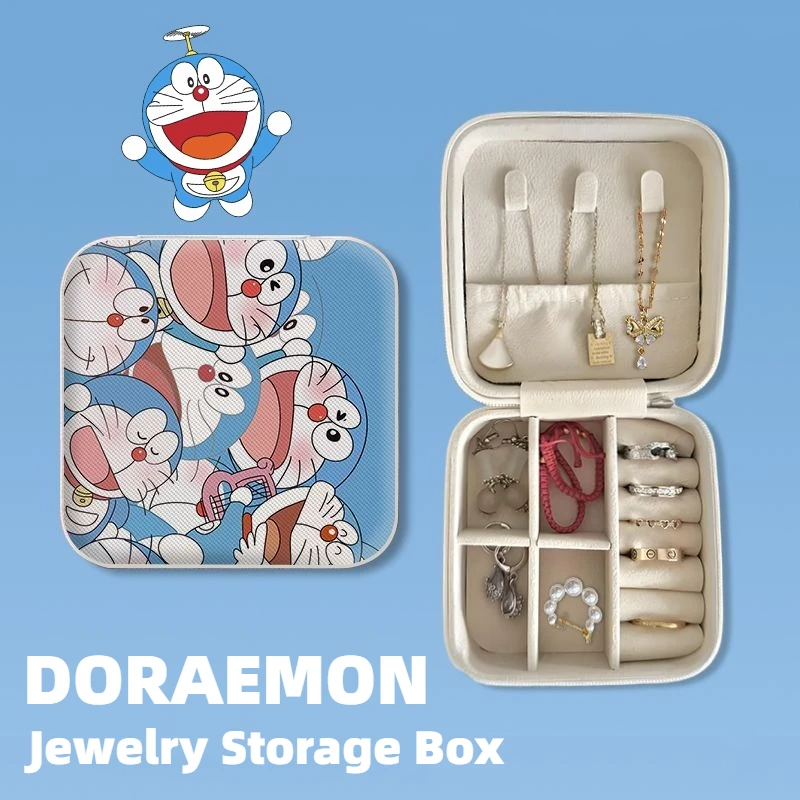 

Doraemon Anime Jewelry Organizer Display Travel Jewelry Case Box Travel Portable Jewelry Box Storage Organizer Earring Holder