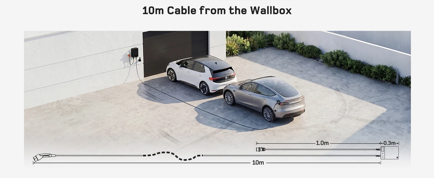 dé Wallbox Typ 2 11kW 16A 3-Phasen-Ladestation mit Tuya Smart App-Steuerung für Elektrofahrzeuge, 5m 7,5m 10m 12,5m 15m EV-Ladekabel – Detail 16