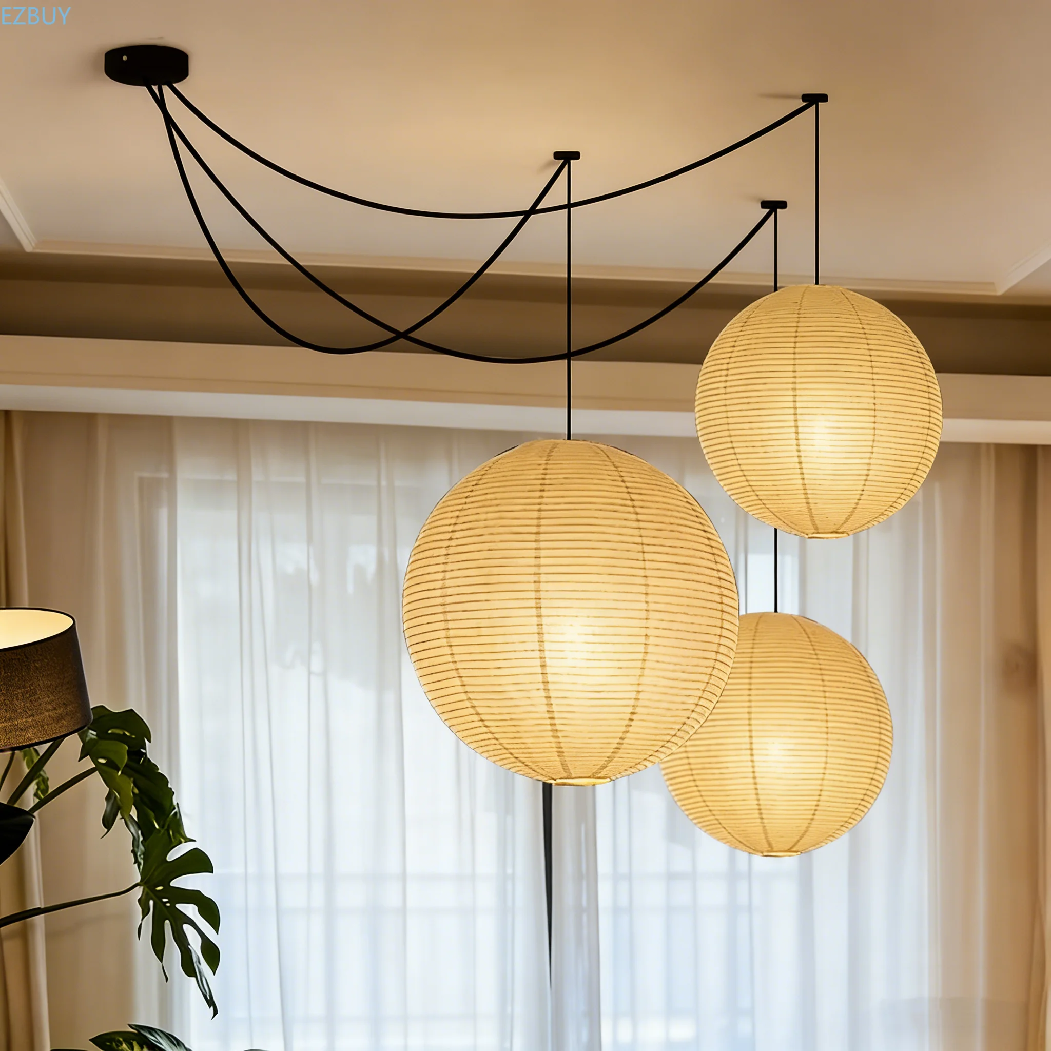 Japanese Rice Paper Pendant Lamp LED Noguchi Yong Wabi Sabi Pendant Lamp For Living Room Dining Room Cafe Art Akari Paper Lamp