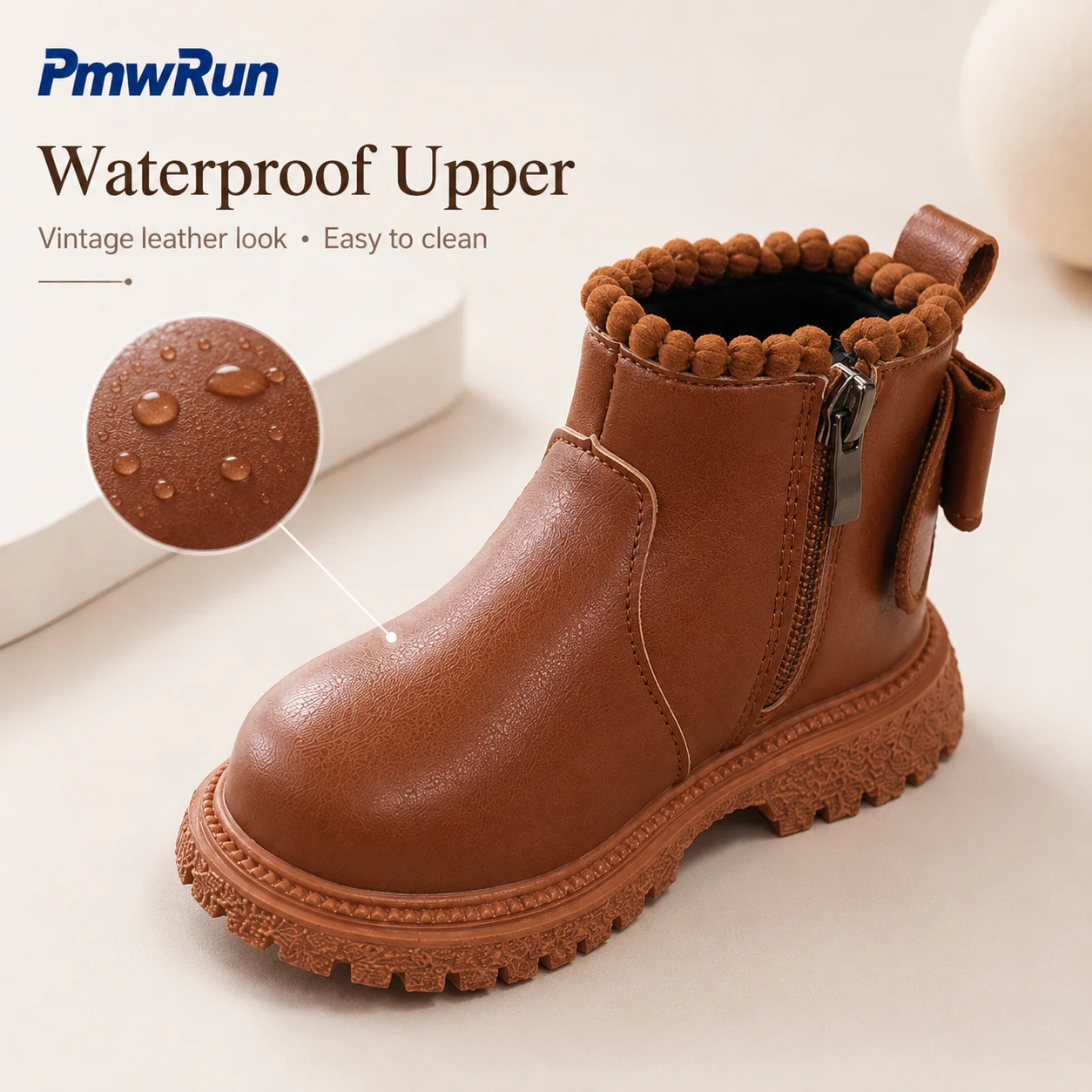 PU Leather Fashion Boots For Girls 2026 Trend Fashion Children's Boots Platform Waterproof Girl's Boots Autumn Footwear