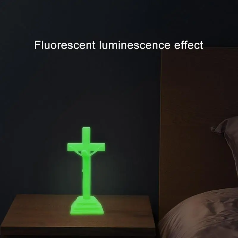 Table Glow-in-the-Dark Catholic Jesus Cross With Stand Vintage Religious Christian Standing Crucifix Church Tabletop Decoration