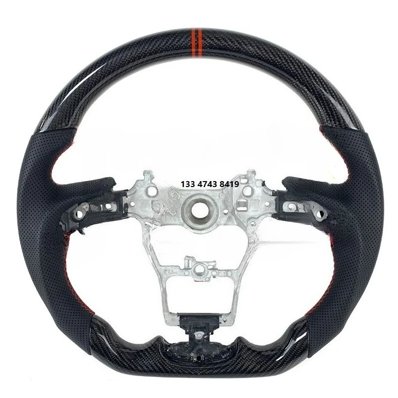 

Black Leather Carbon Fiber Car Steering Wheel Car Interior 2021-2025