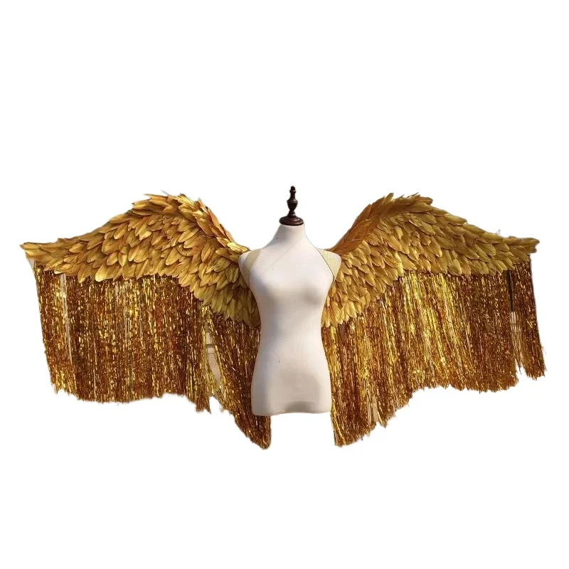 Eye-catching Gold Prop Wings Shimmery Golden Angel Wings for Adult Cosplay Stage Performance Adult Nightclub and Catwalk Shows