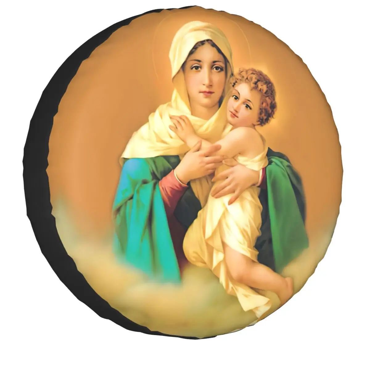 Our Lady Of Schoenstatt Spare Wheel Cover for Jeep 4x4 Trailer Virgin Mary Catholic Saint Tire Protector 14