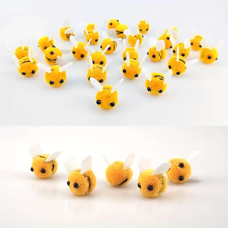 10 Stück Mini-Bienen-Pom-Dekorationen, Bastelarbeiten, Partygeschenke, Blumenarrangements, DIY-Projekte, Heimdekorationszubehör – Detail 4