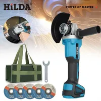 HILDA 125mm Brushless And Brushed Angle Grinder Cordless Grinding Machine Cutting Woodworking Power Tool For Makita 18V Battery