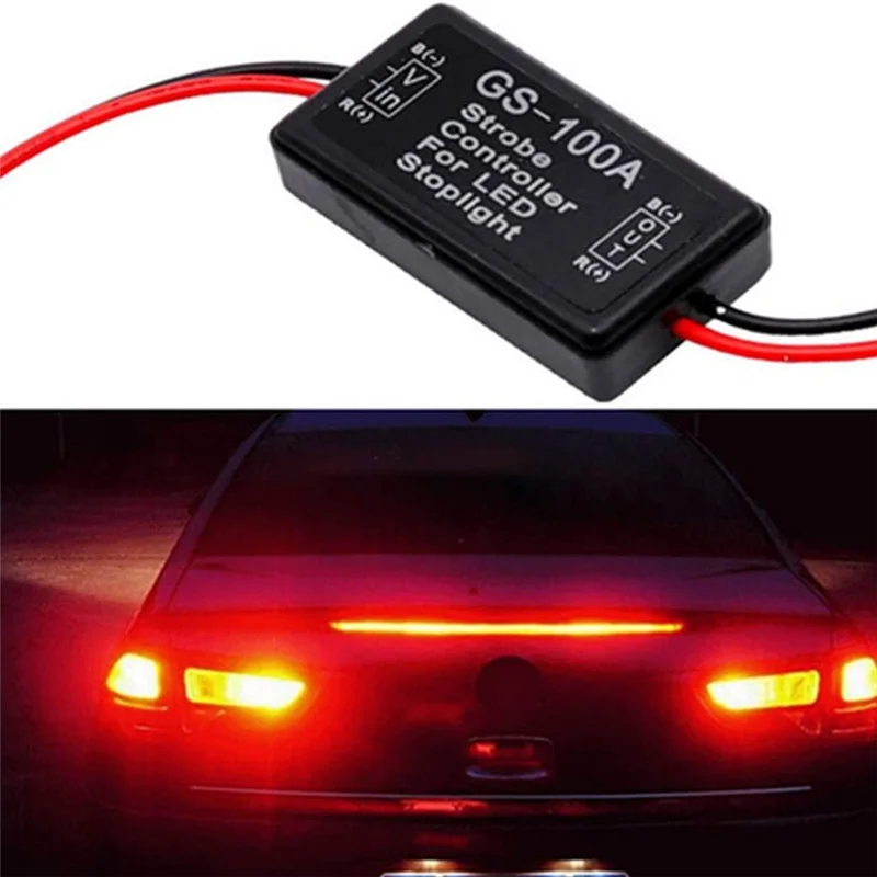 Brake Light Flasher Module, High Brake Controller, Tail Lamp, Safety Prompt Controller, GS-100A, DC 12-24V, 2A, 24W, 6Pcs