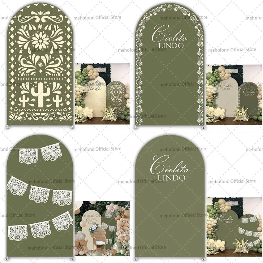 Mehofond Custom 2-Sided Sage Green Mexican Cielito Lindo Birthday Baby Shower Wedding Cover Chiara Arch Background Decor Backdro