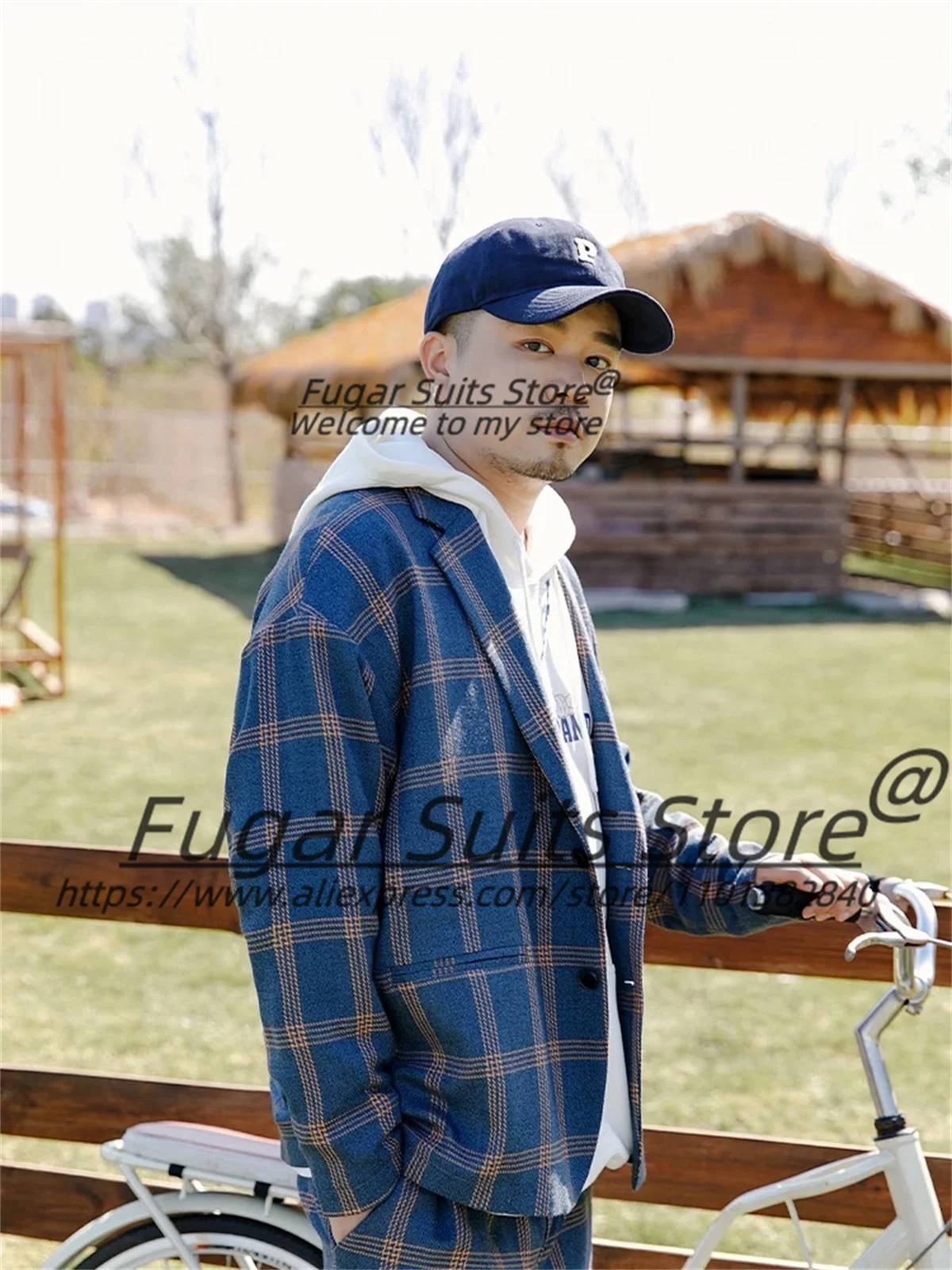 

Деловой темно-синий клетчатый мужской костюм по индивидуальному заказу, приталенный костюм с зубчатыми лацканами, свадебные смокинги для жениха, комплекты из 2 предметов, мужские пиджаки для выпускного вечера, Ropa Hombre