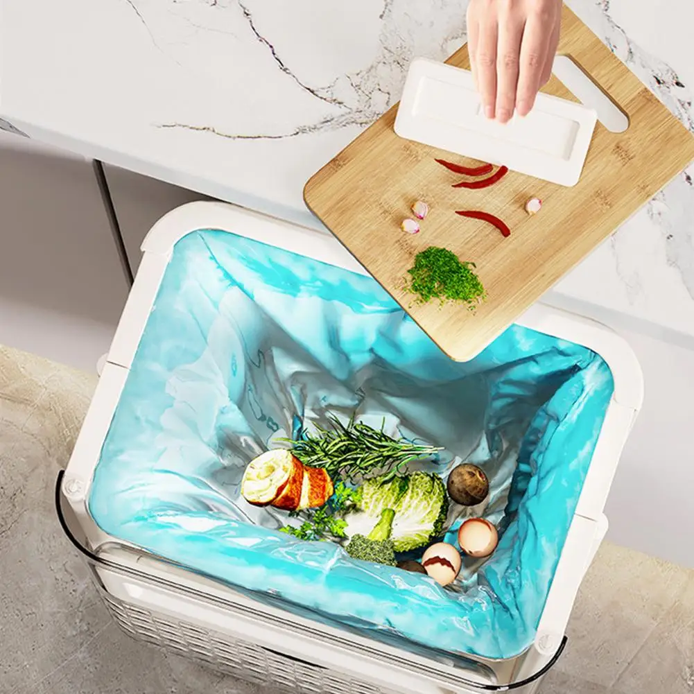 Garbage Holder Foldable Trash Large Capacity Foldable Hanging Trash Transparent Kitchen Food Waste Bin for Wall Mounted Storage