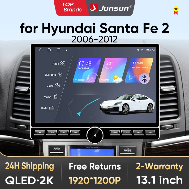 Image of Junsun 13,1″ QLED Wireless CarPlay Android Auto Autoradio für Hyundai Santa Fe 2 2006-2012 Intelligente Systeme DSP SWC RDS GPS