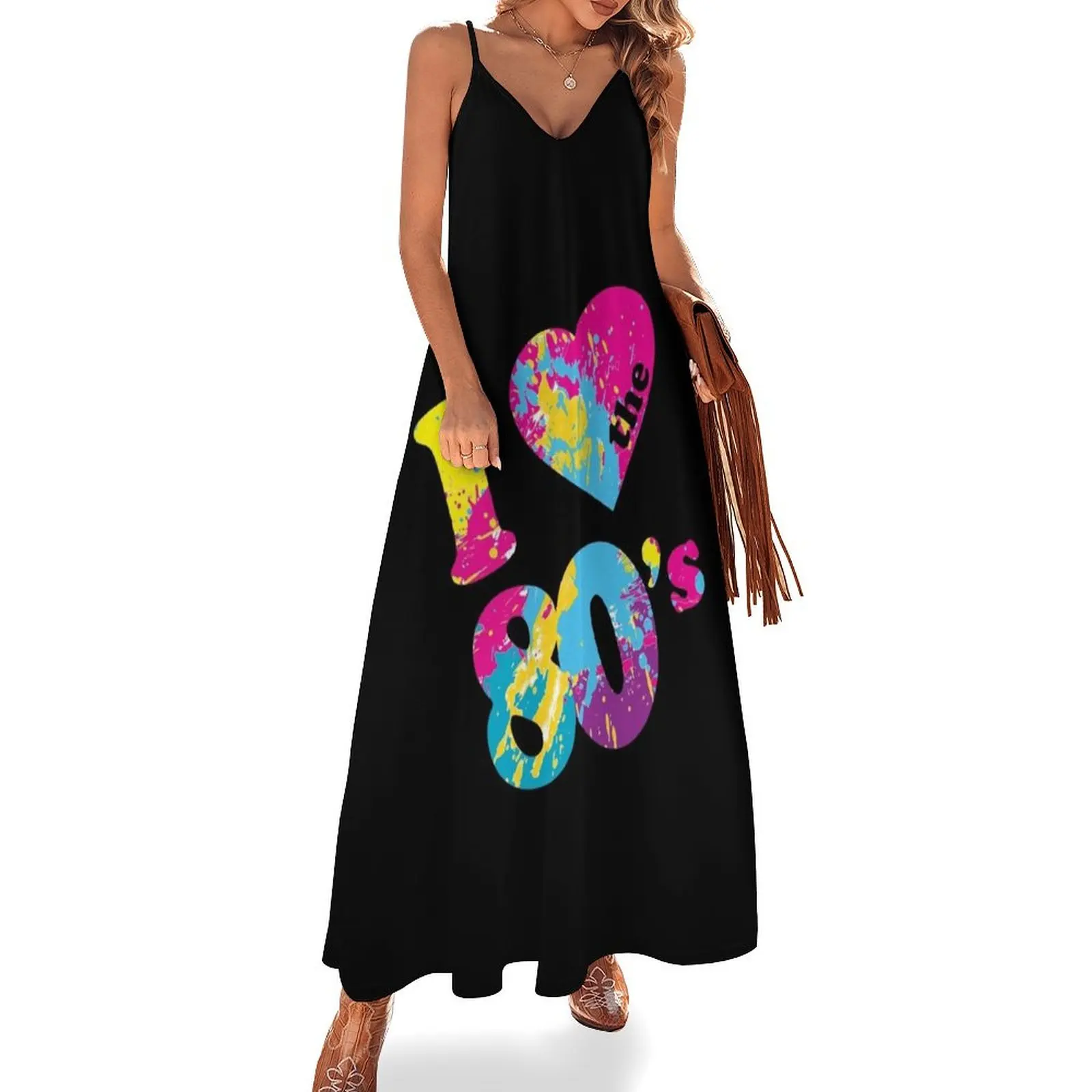 

I Love the 80's Sleeveless Long Dress Woman clothing Elegant gowns elegant dresses for women Clothing Dress