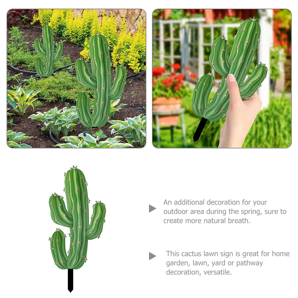 

Acrylic Cactus Decoration 3D Garden Stakes Yard Stake Decor Ground Insert nament Lawn Adornment Outdoor Plants L scaping Decor