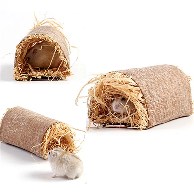 Pet Tunnel Nest Toy Guinea Pig Totoro Grass Nests Hamster Pad Golden Bear Guinea Pig Nest Pad Arched Tunnel Pets Accessories