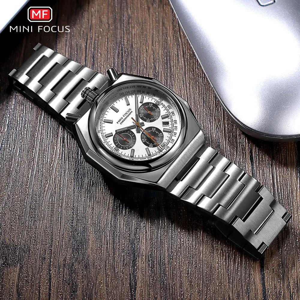 MINI FOCUS Chronograph Quartz Watch for Men Fashion Waterproof 