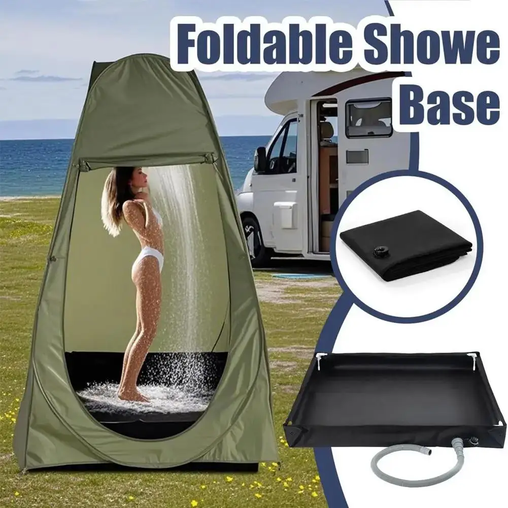 

Camping Shower Base Temporary Folding Shower Stall Basin Waterproof Multifunctional Tent Awning Bottom For Pet Bath And RV R3F9