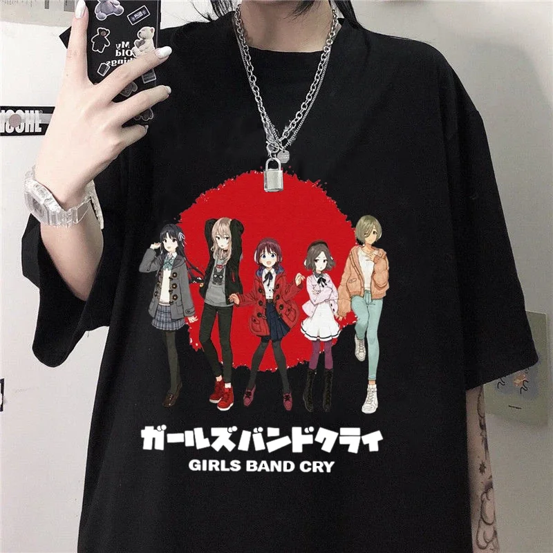 Women's new GIRLS BAND CRY pattern T-shirt anime personality summer comfortable loose shirt women's T-shirt