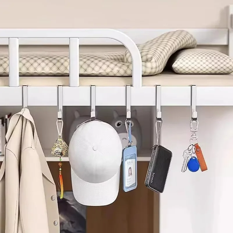 Stainless Steel Hook Door Rear Hanger Hook Home Storage Wall Hooks Free Punching Double S-Shape Hook Coat Towel Storage Hanger