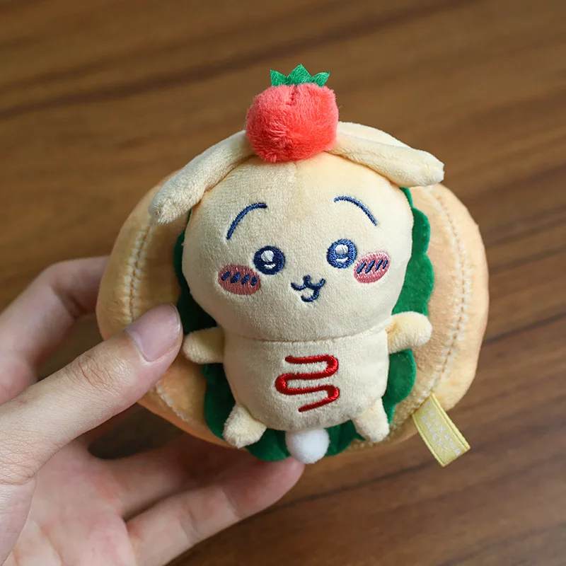 Zelfverdrijvende beer chef-kok pluche pop sleutelhangers anime cartoon hachiware dessert brood sandwich rugverpakking cadeau-accessoires