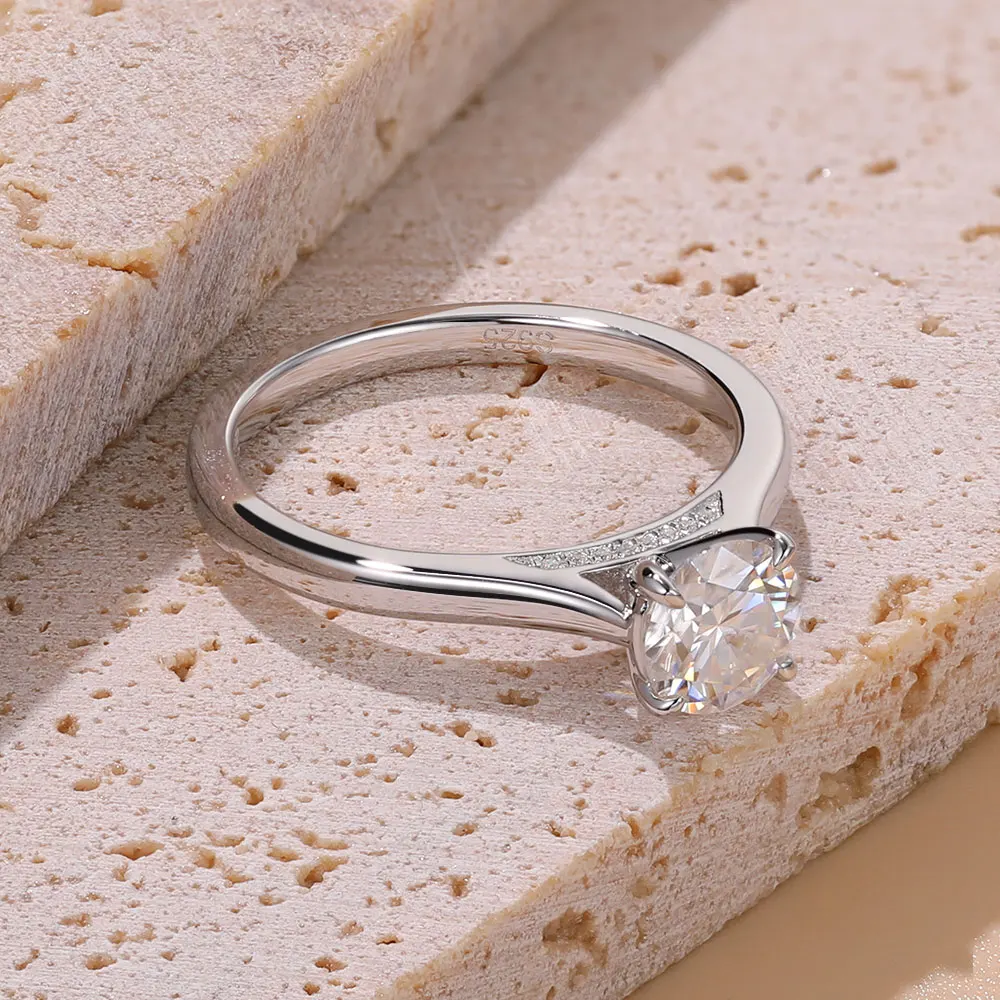 Pretty Beauty 1ct Moissanit-Verlobungsring aus S925 Silber für Damen, vergoldeter Diamant-Ehering, Versprechensring, edler Schmuck – Detail 5