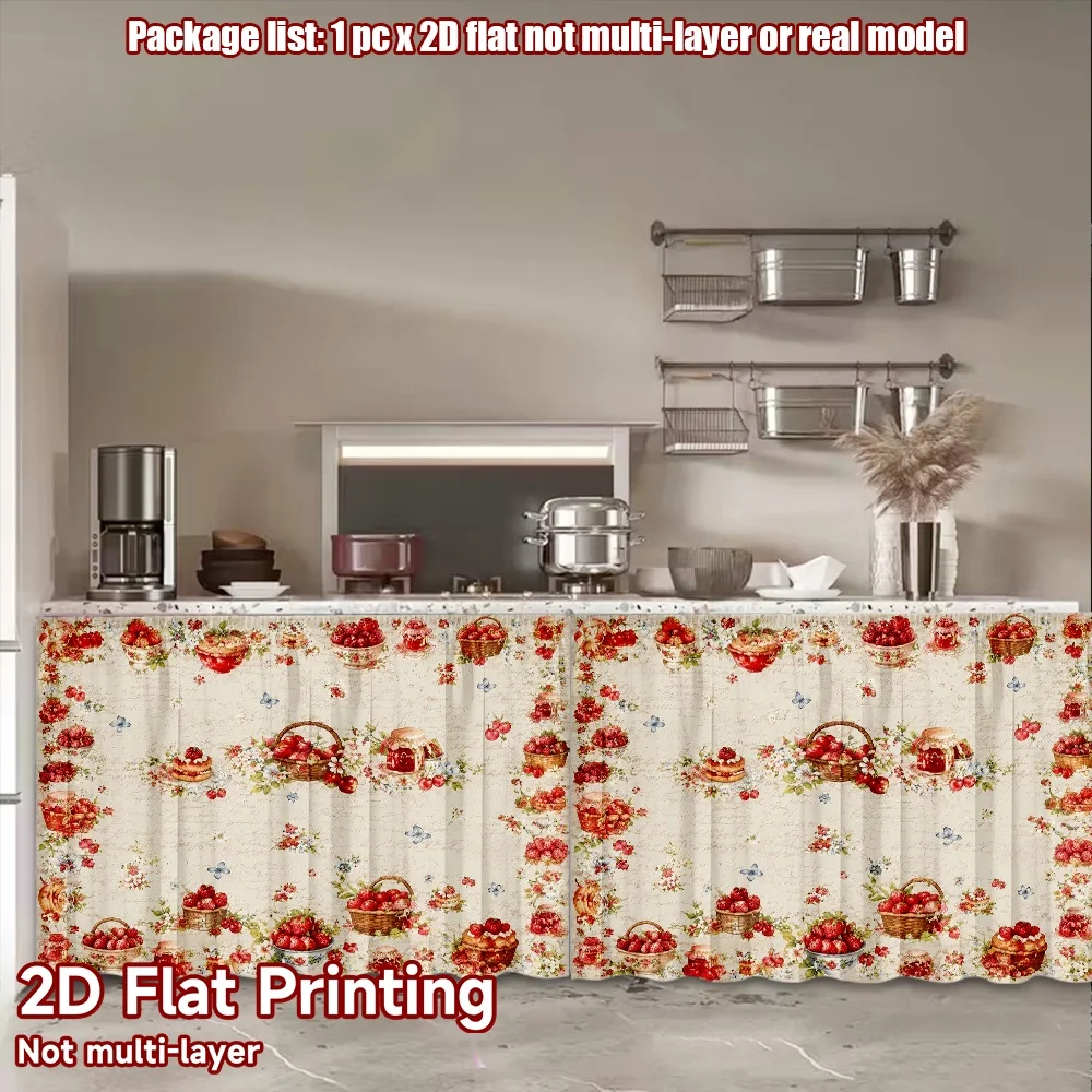 2D flat 1pc Country style Summer Berry Picnic Digital printing Suitable for bedroom bay window and balcony cabinets and doors,