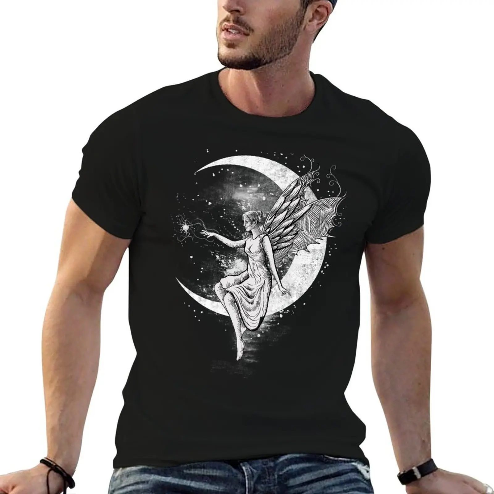 Dark Fantasy Moon Fairy T-Shirt topping anime shirt heavy weight t shirts for men